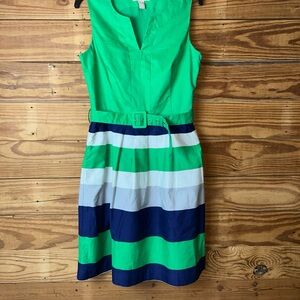 Banana Republic Green and Navy Striped Dress